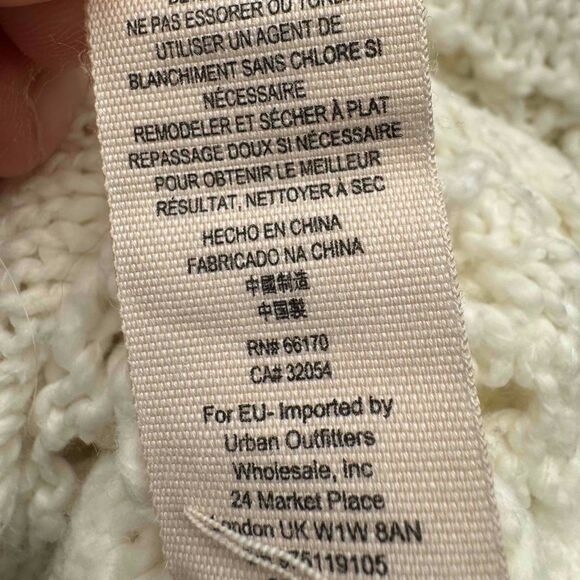 Free People White Sweater Crochet Chunky Knit Oversized Cottagecore Boho Hippie - Picture 14 of 16